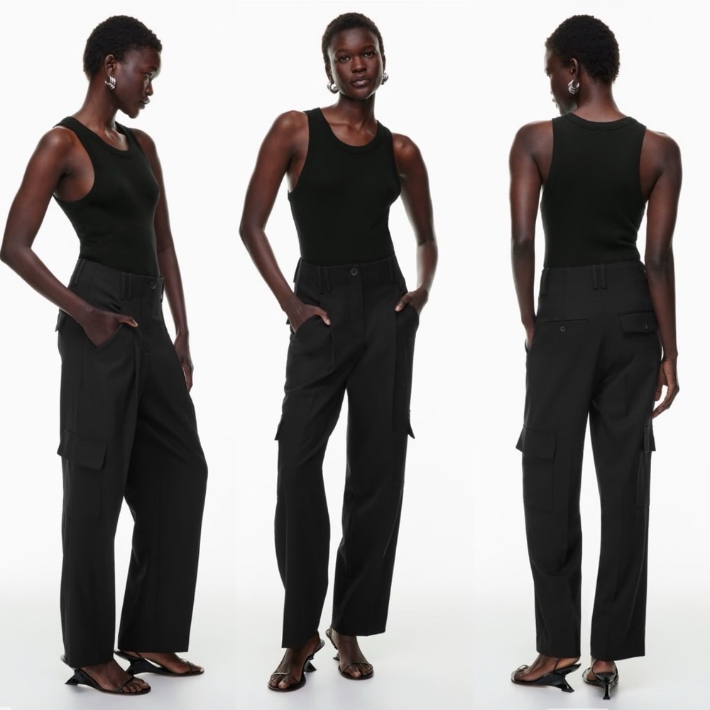 Aritzia Babaton Rojo Cargo Pant Black Size 6 Relaxed wool twill cargo pants